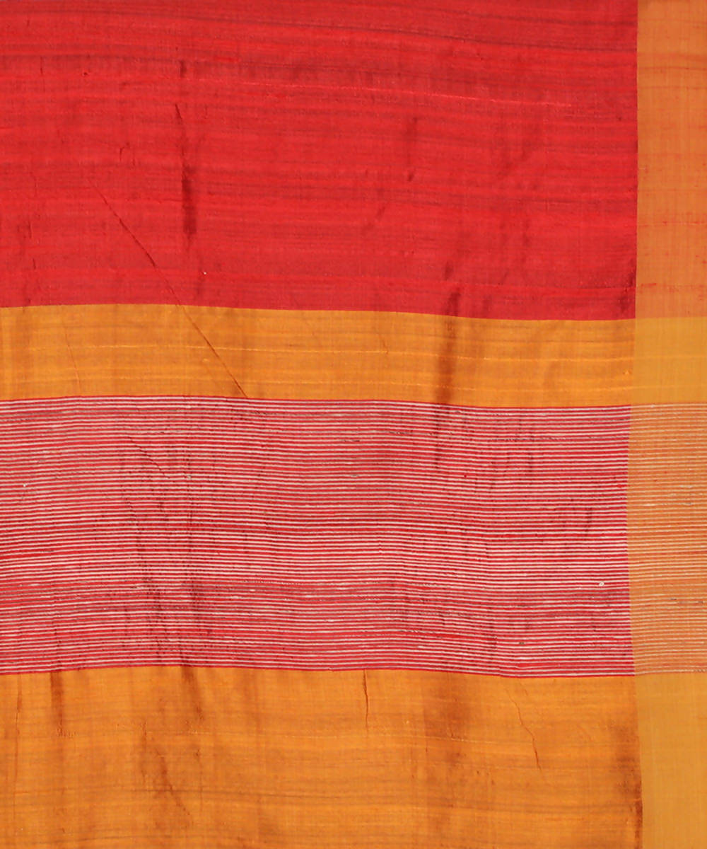 Red handwoven tussar silk saree