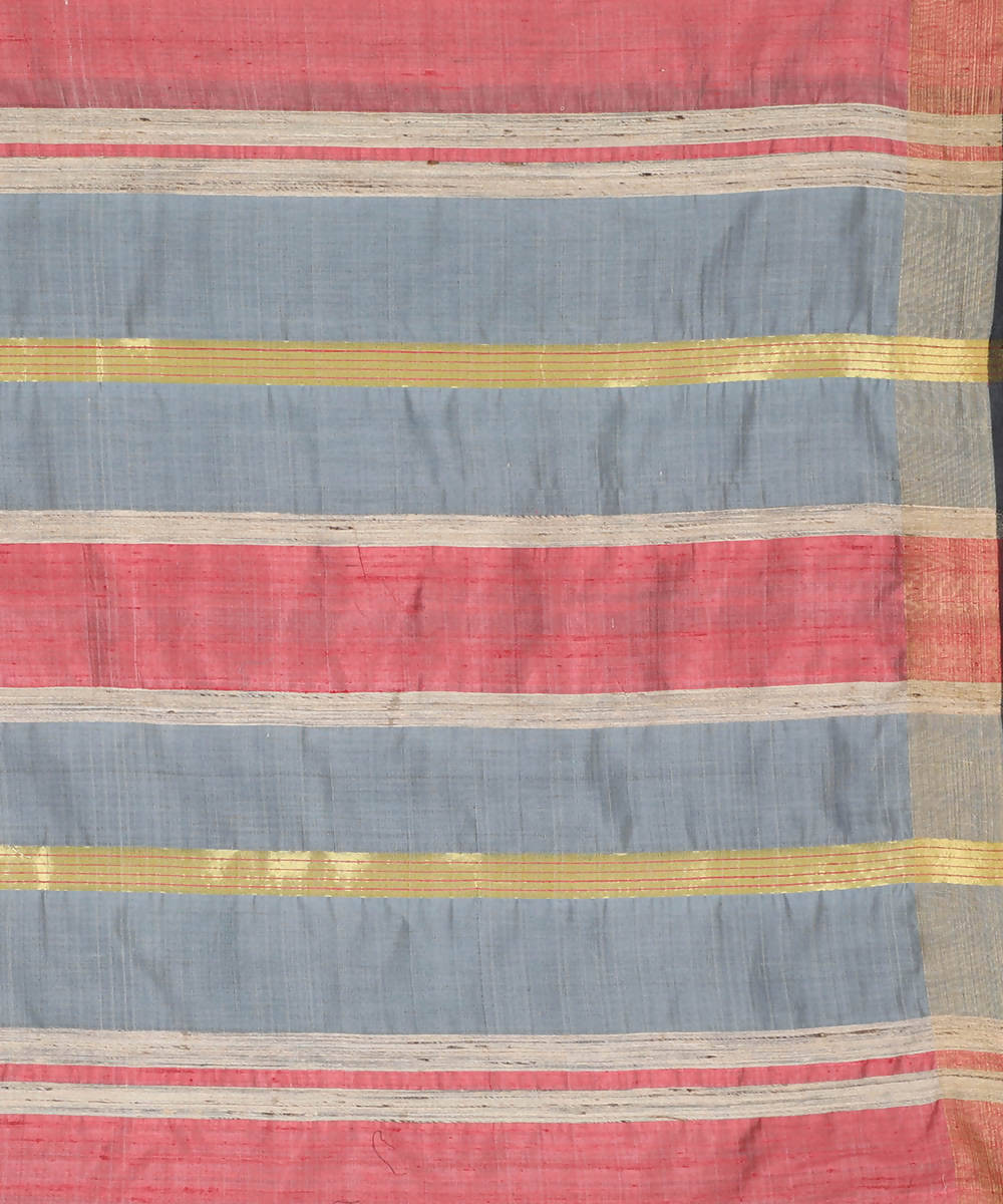 Peach pink handloom tussar silk saree